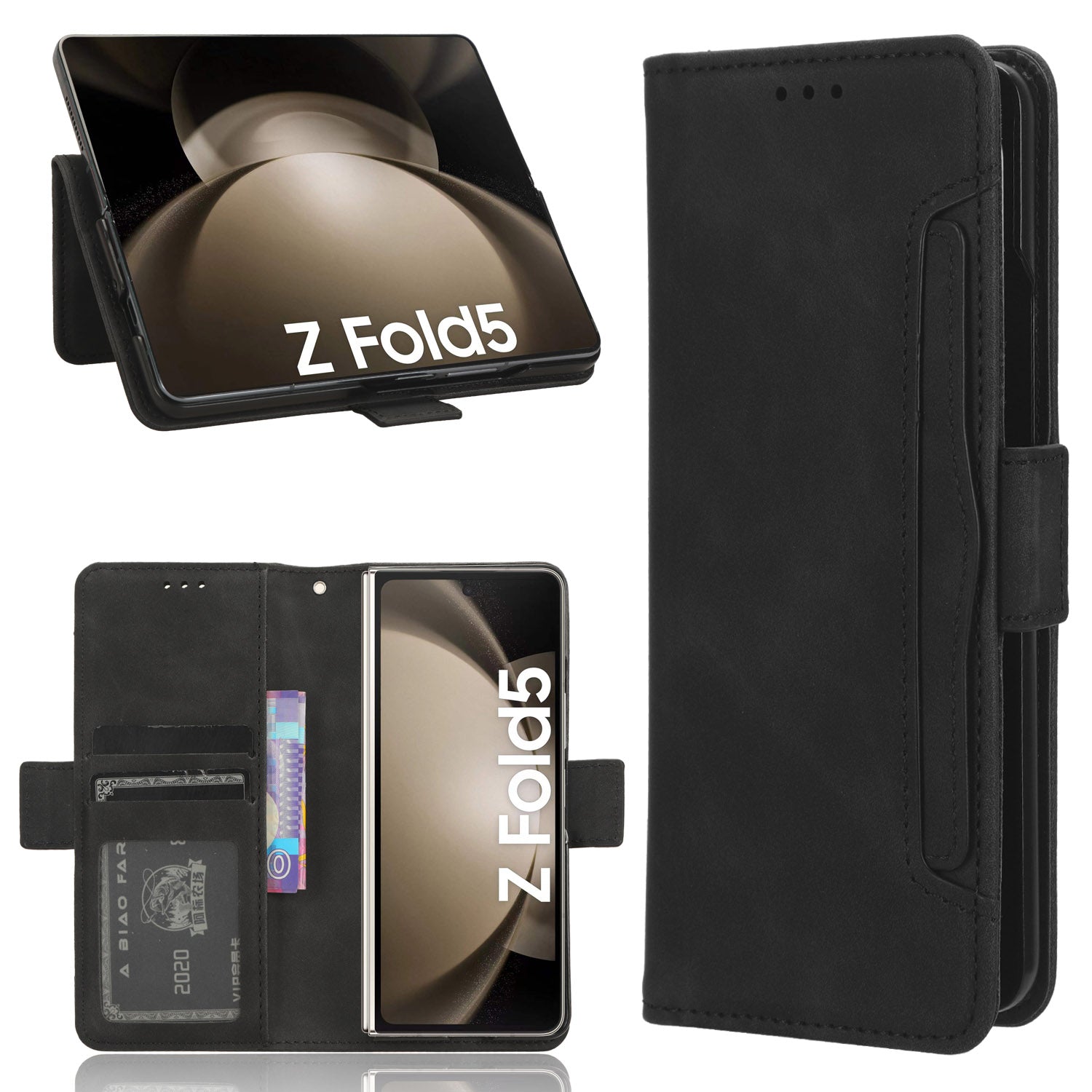 For Samsung Galaxy Z Fold5 5G Multiple Card Slot Phone Case PU Leather PC Wallet Stand Cover with Pen Holder For Samsung Galaxy Z Fold5 5G Multiple Card Slot Phone Case PU Leather PC Wallet Stand Cover with Pen Holder